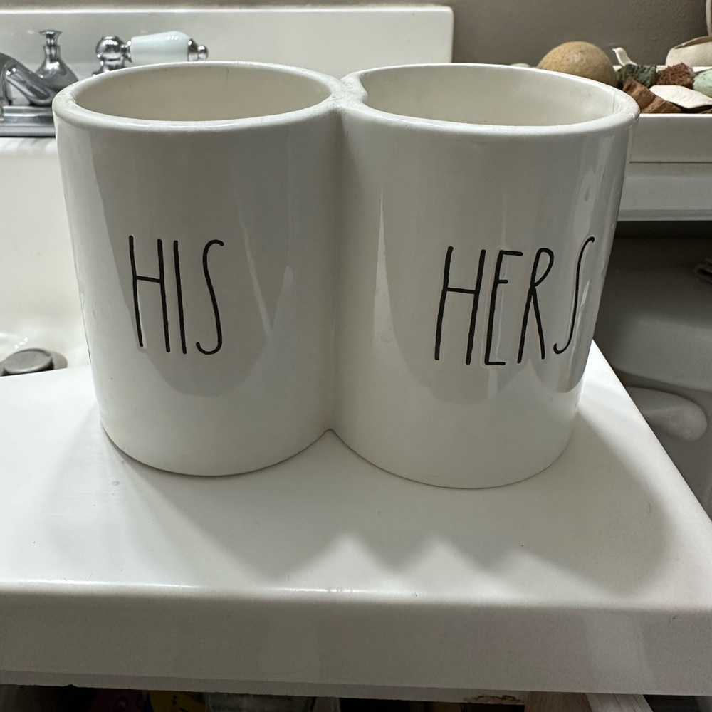 His & Hers Rae Dunn toothbrush holder